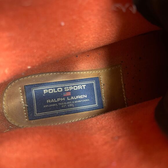 VTG Polo Ralph Lauren Sports Boots Tan Duck Leather Double Zip Strap Hunt Shoes - Picture 11 of 16